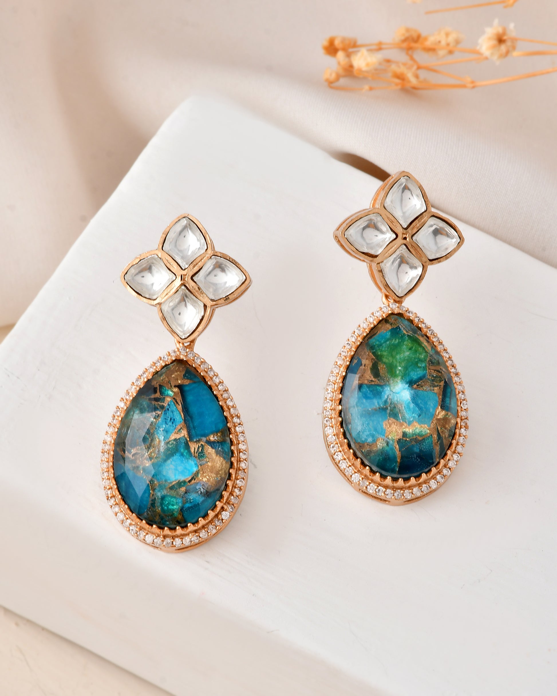 Kundan Floral Pendant Set