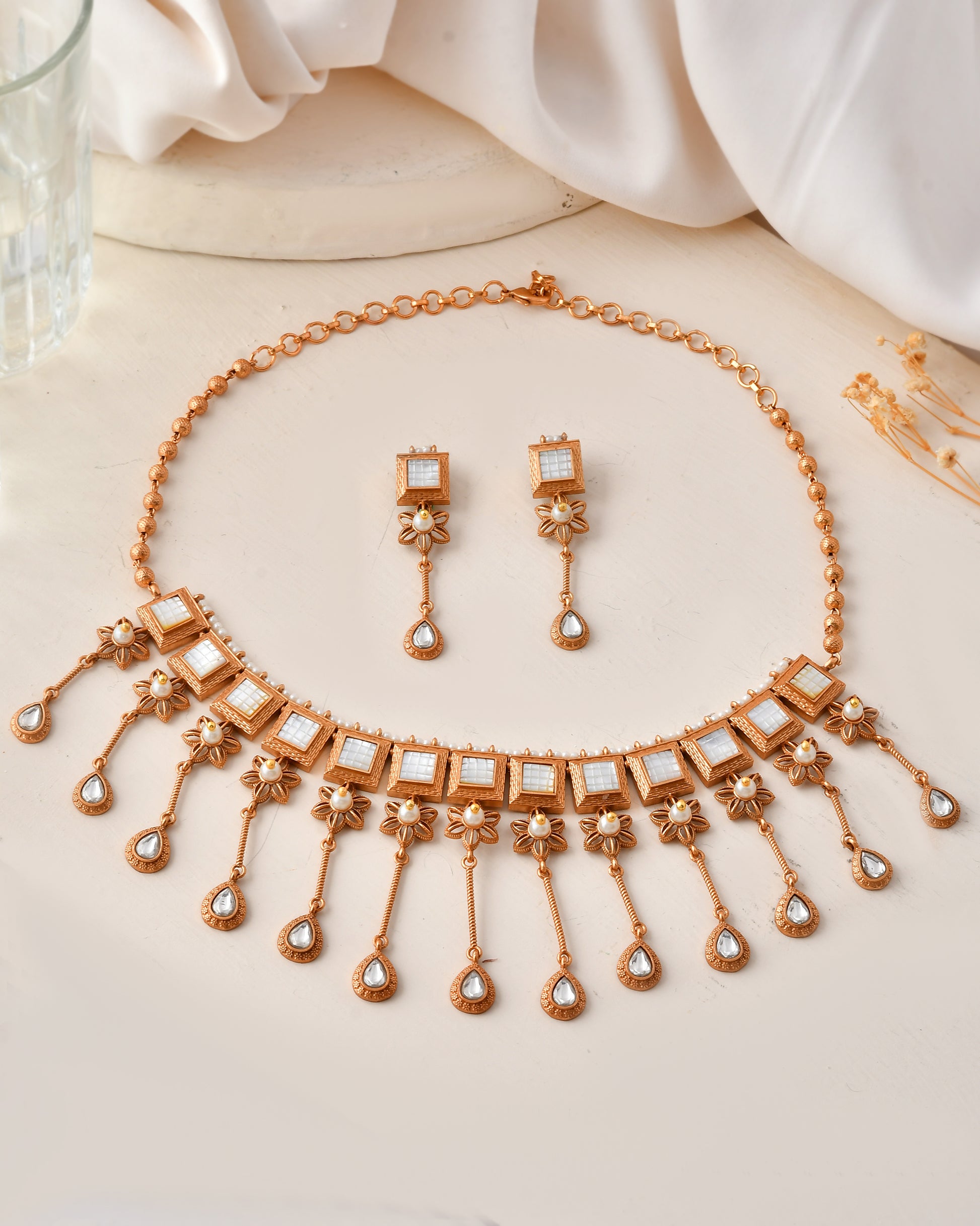 Pear Drop Stones Necklace Set