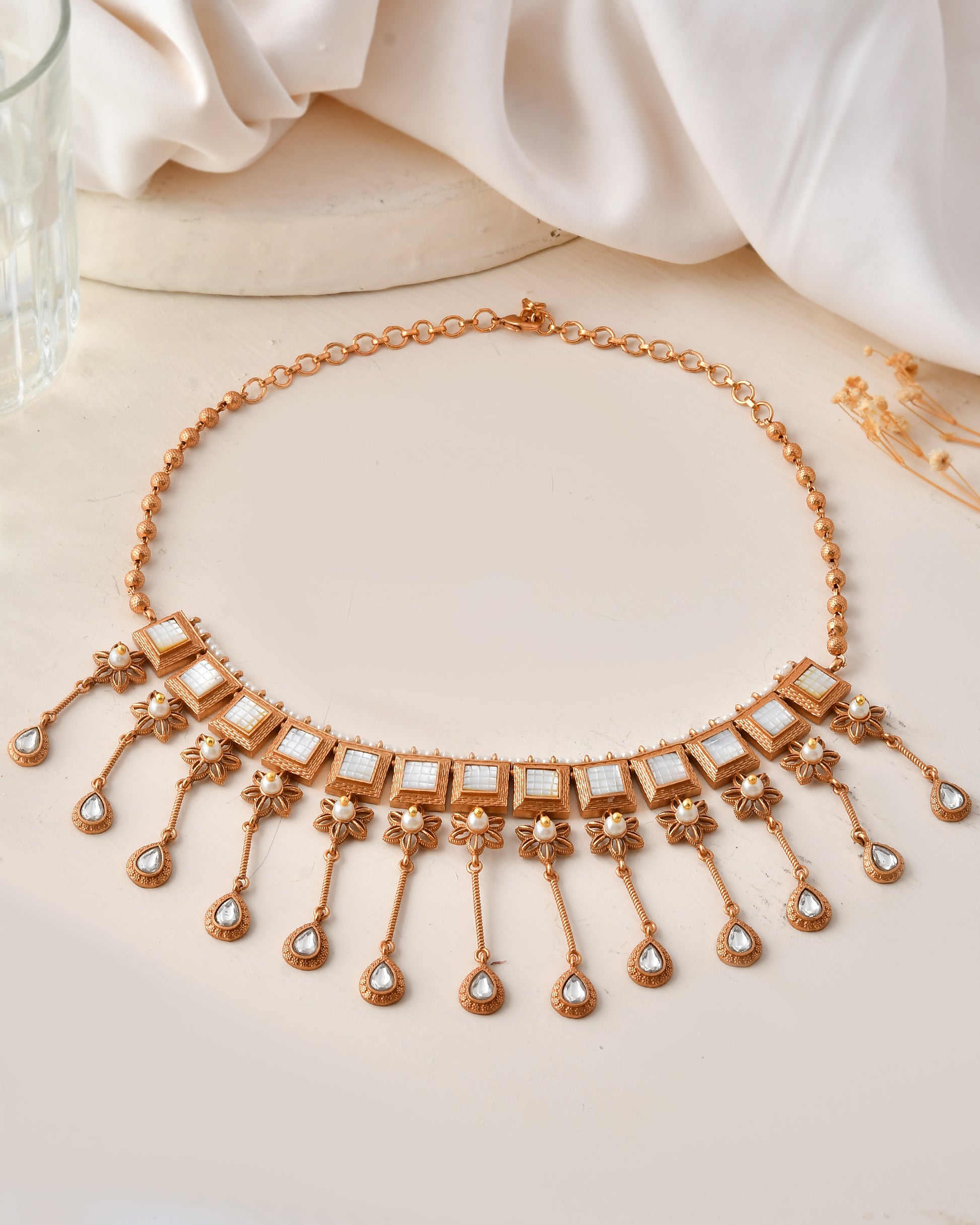 Pear Drop Stones Necklace Set