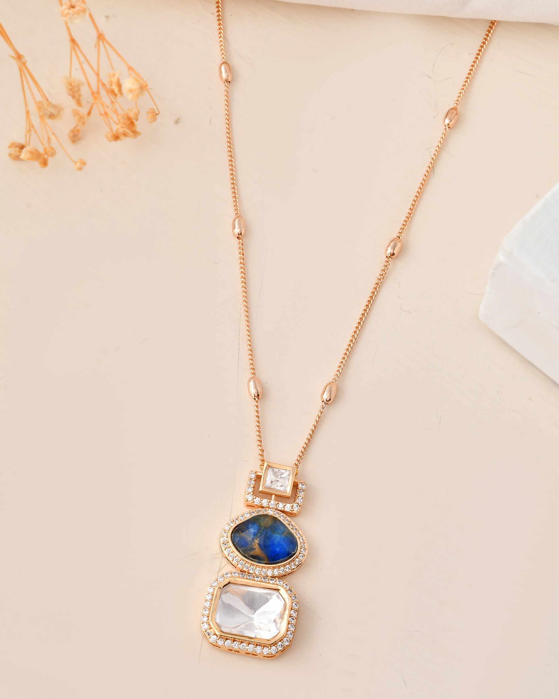 Blue and Clear Crystal Accents pendant Set