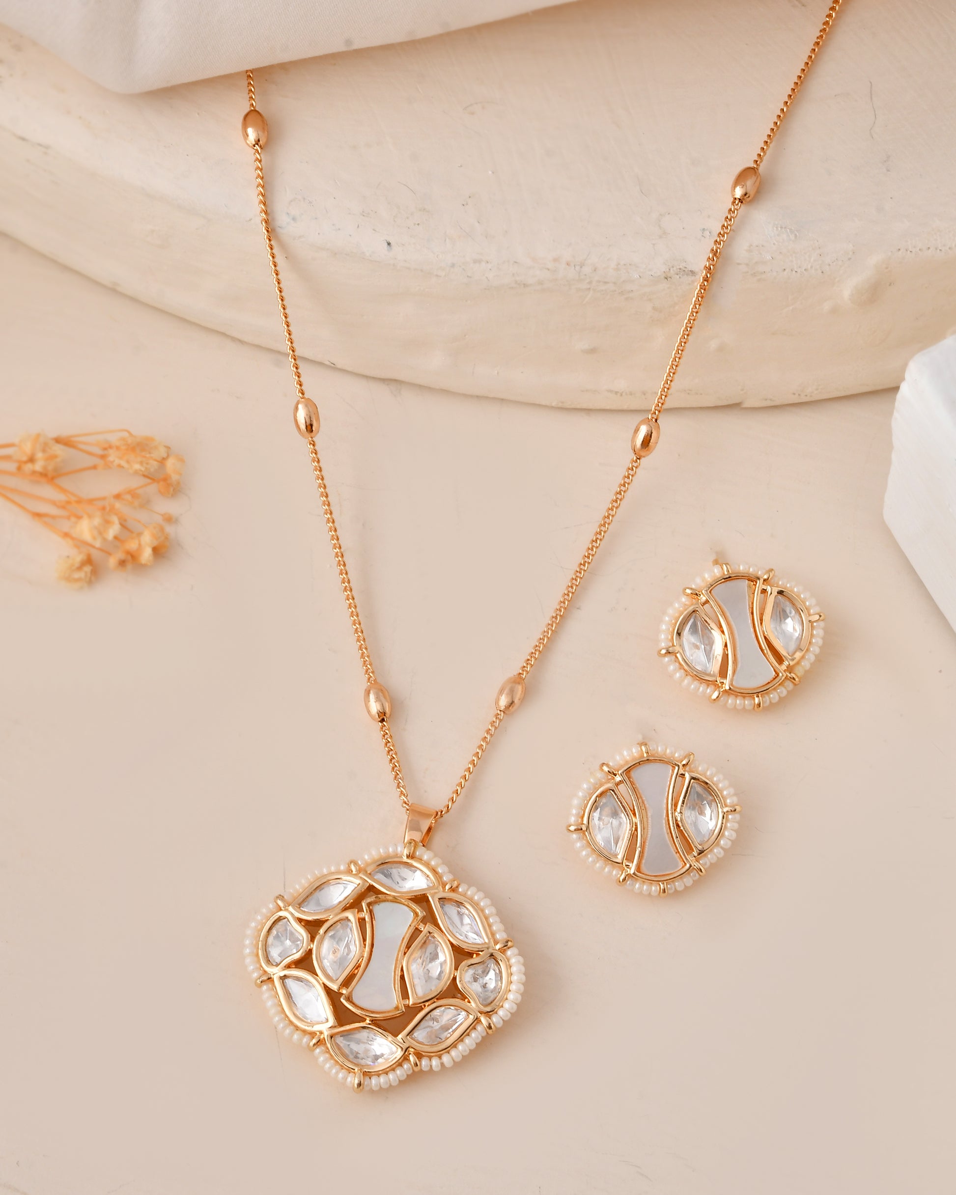 Elegant Gold-Plated Pendant Set