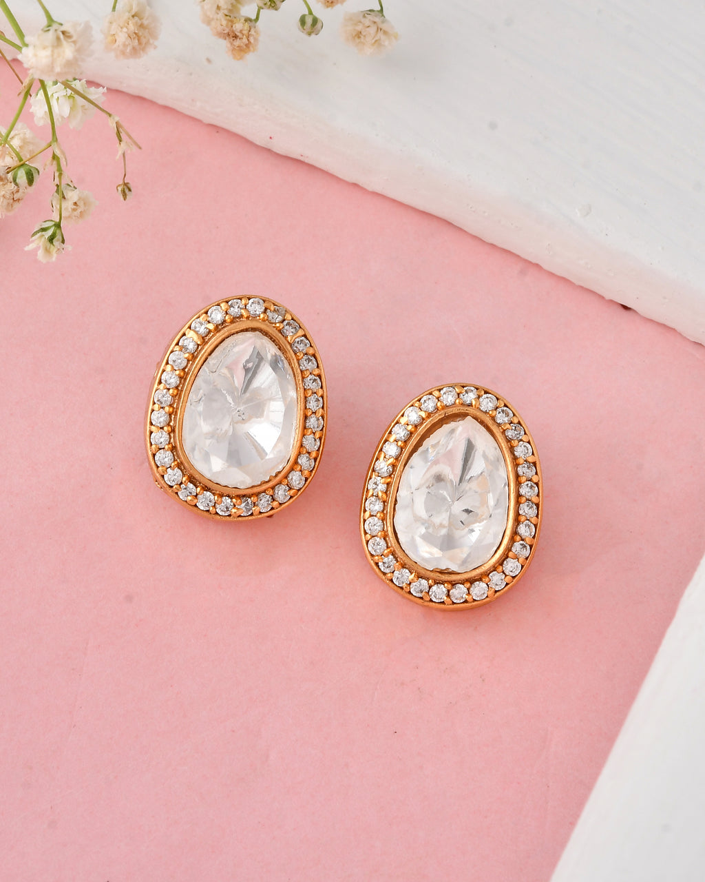 Teardrop Polki Pearl Necklace Set