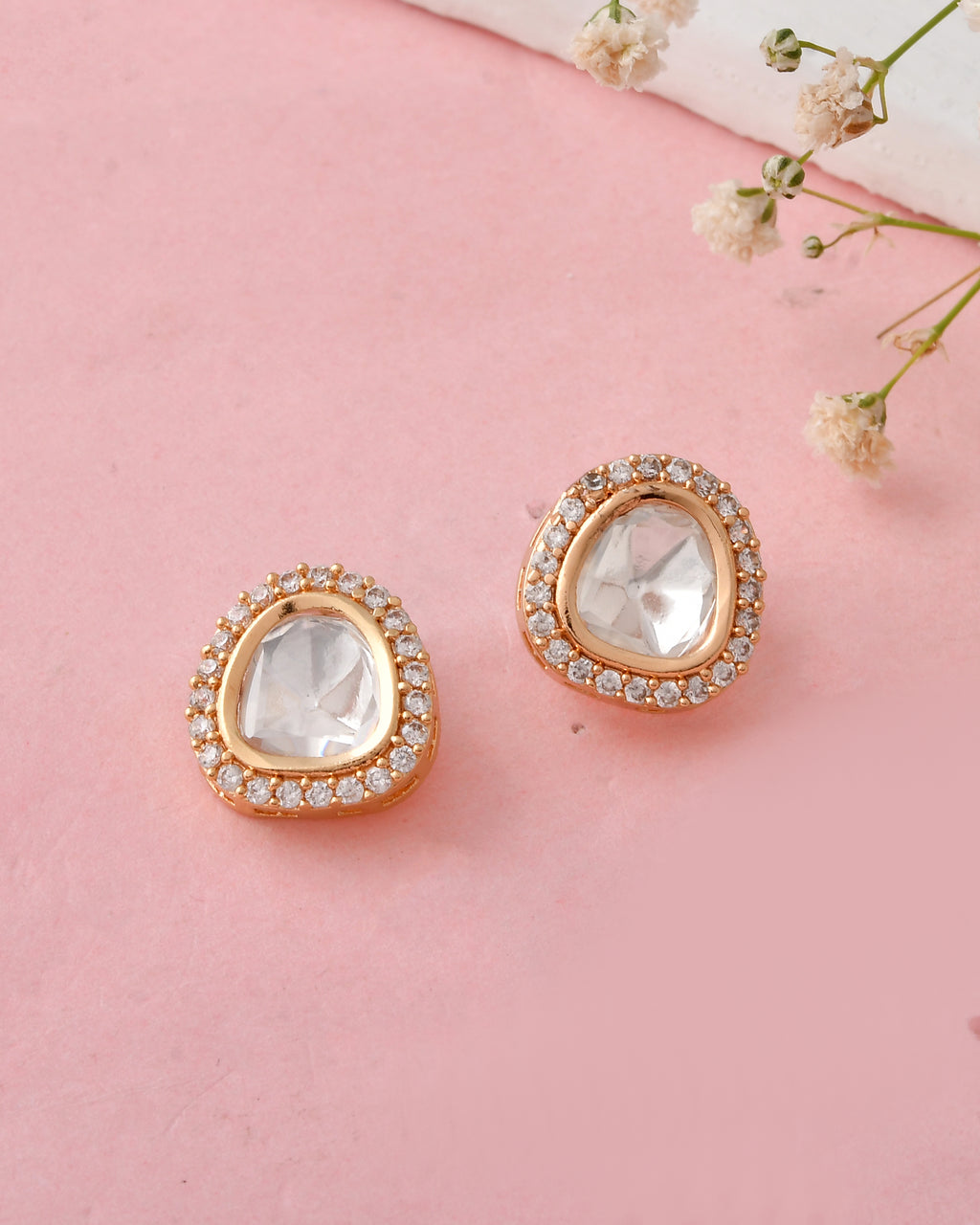 Elegant Gold-Plated Polki Necklace Set