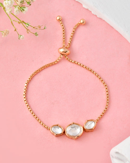 Adjustable Gold-Toned Kundan Bracelet
