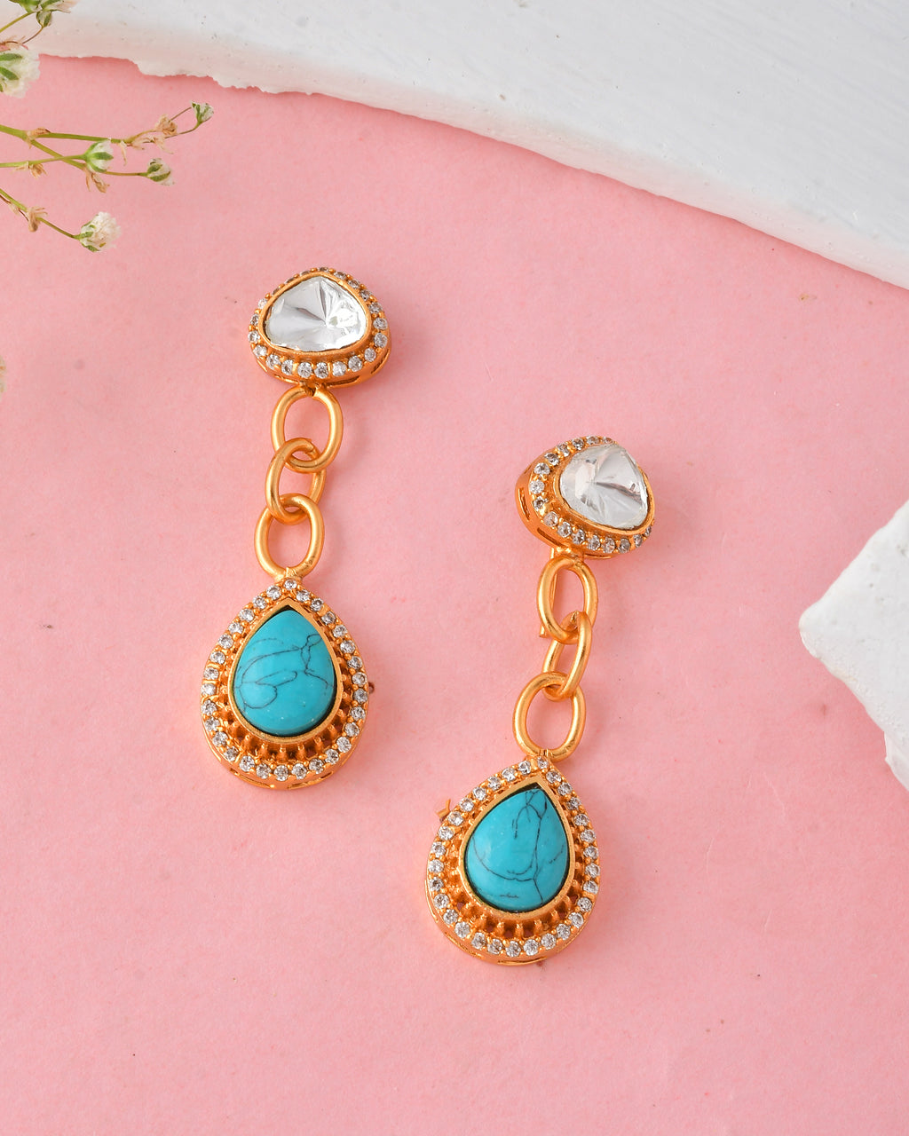 Turquoise Stone Kundan Necklace Set