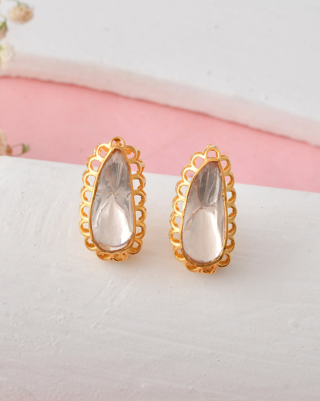 Gold Plated Teardrop Kundan Pendant Set