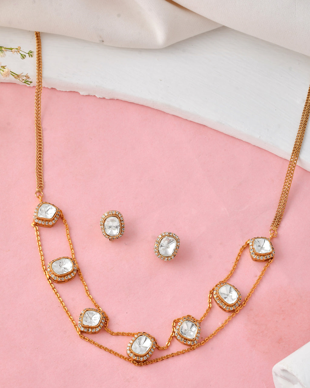 Gold Plated Kundan Necklace Set