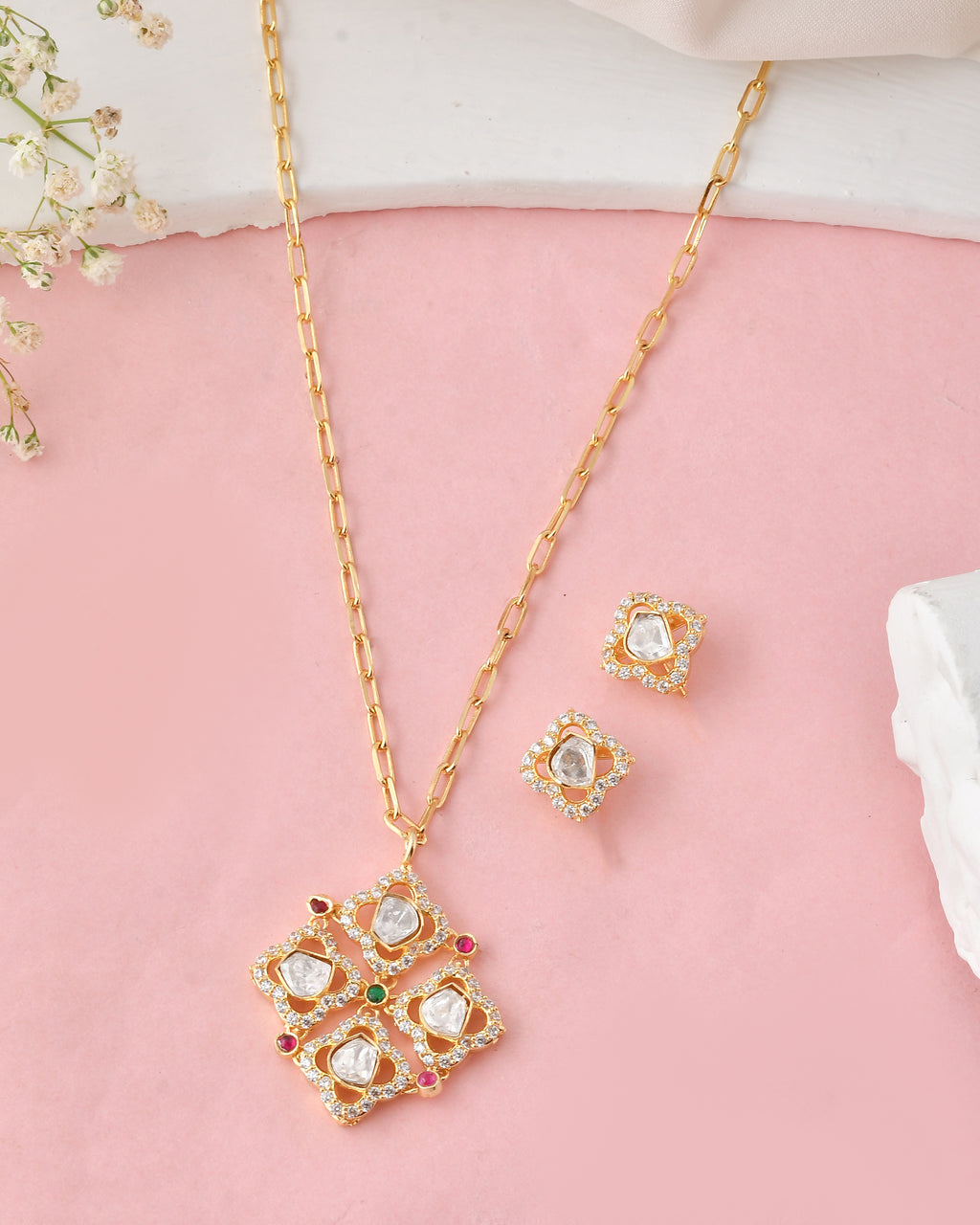 Kundan Charm Necklace Set