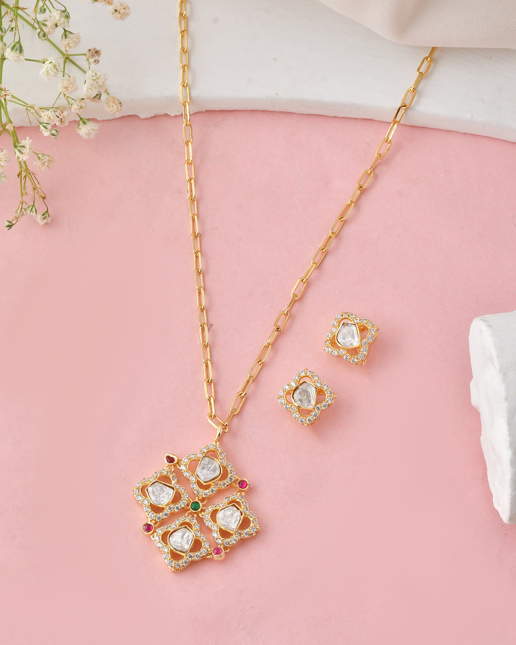 Kundan Charm Necklace Set