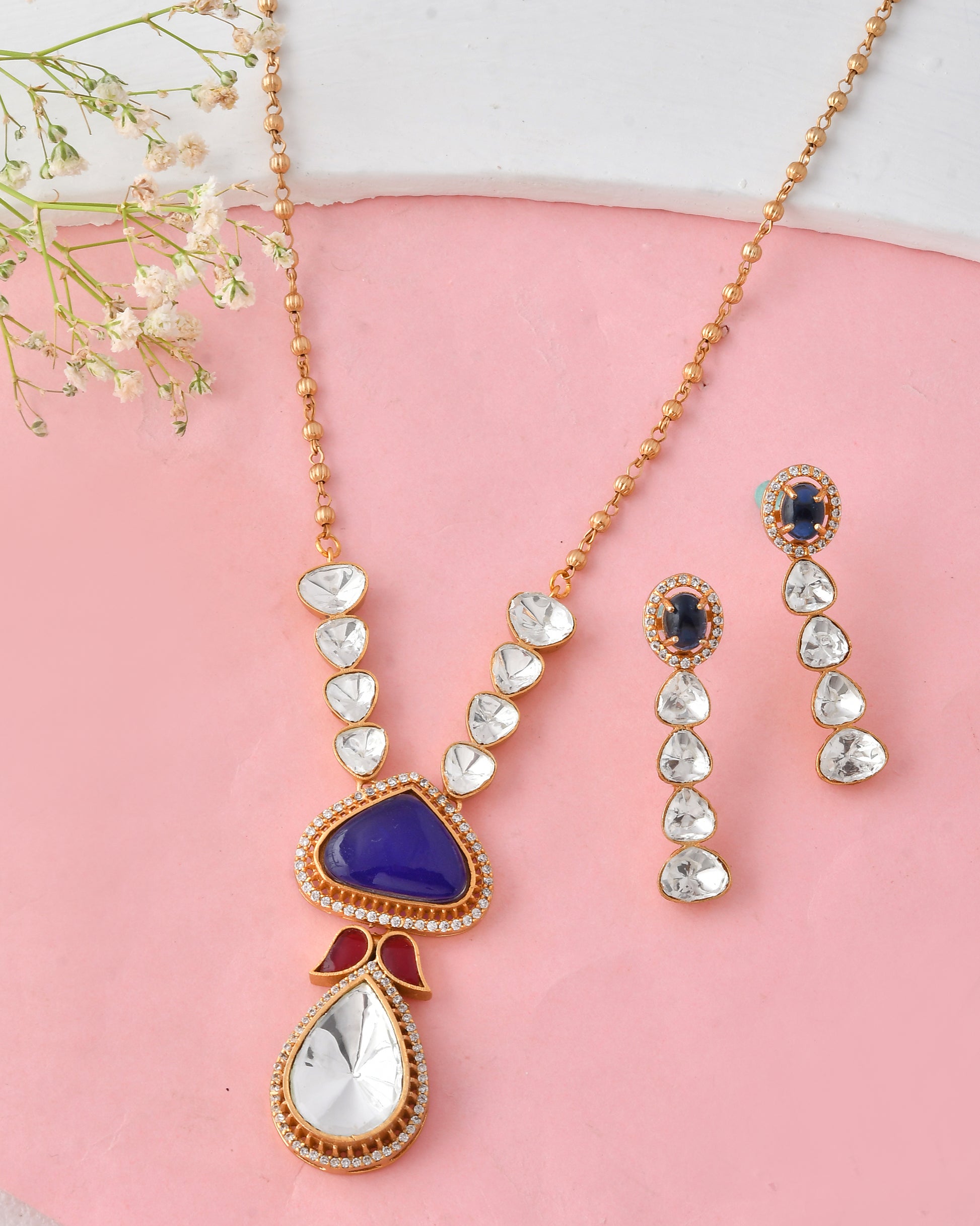 Elegant Kundan Gold-Plated Necklace Set
