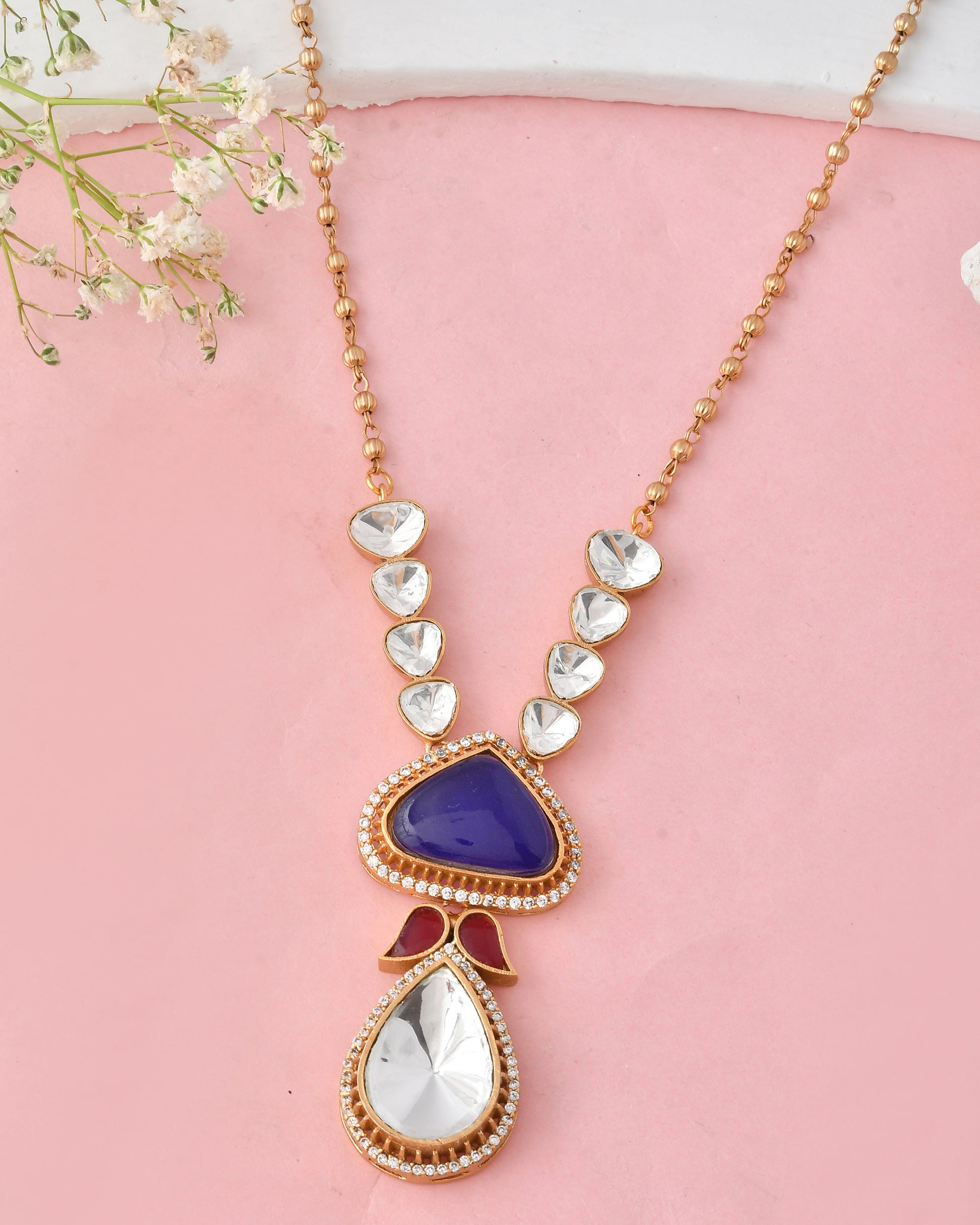 Elegant Kundan Gold-Plated Necklace Set