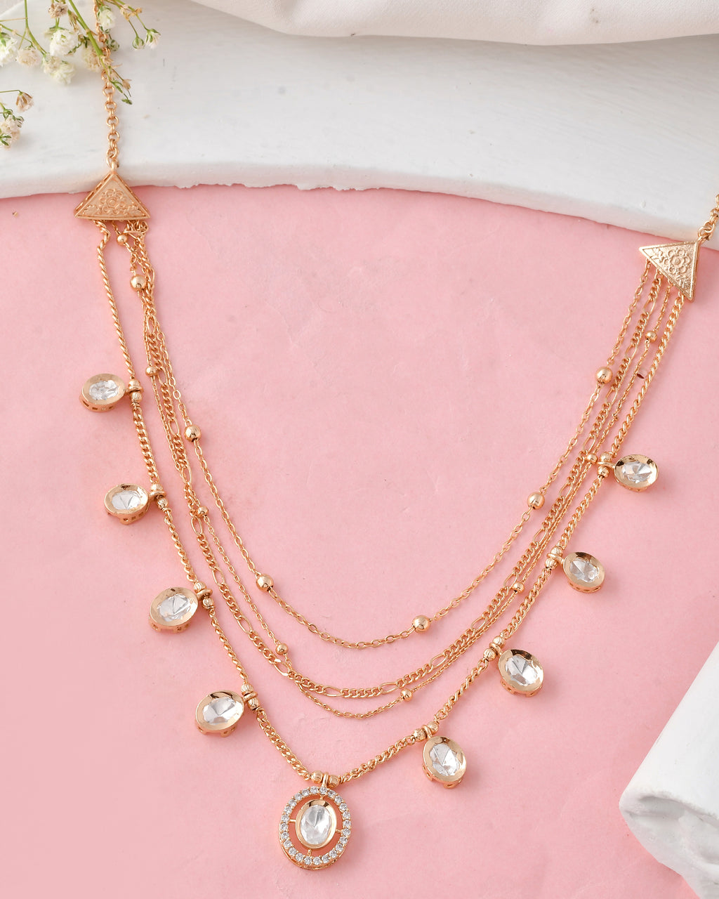 Layered Beaded Chain Necklace Set