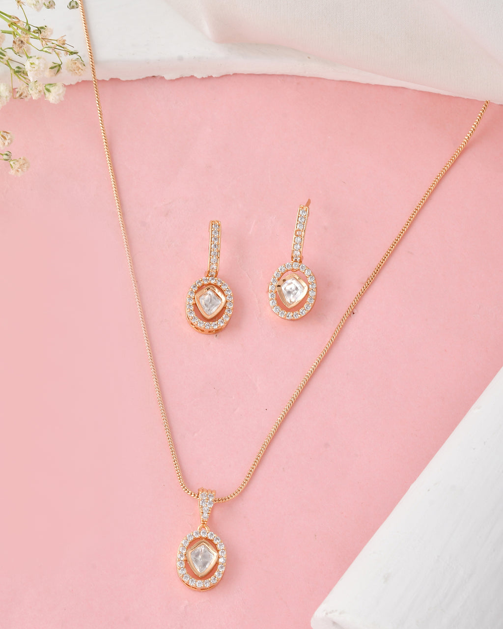 Elegant Drop Earrings Necklace Set