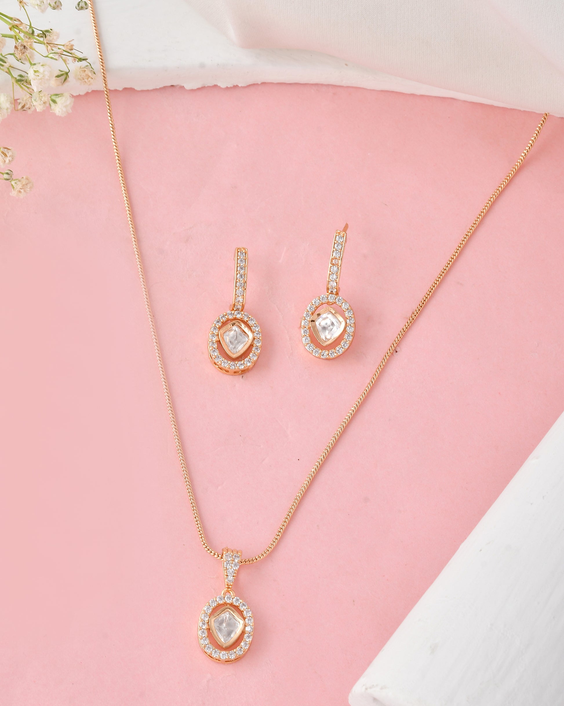 Elegant Drop Earrings Necklace Set