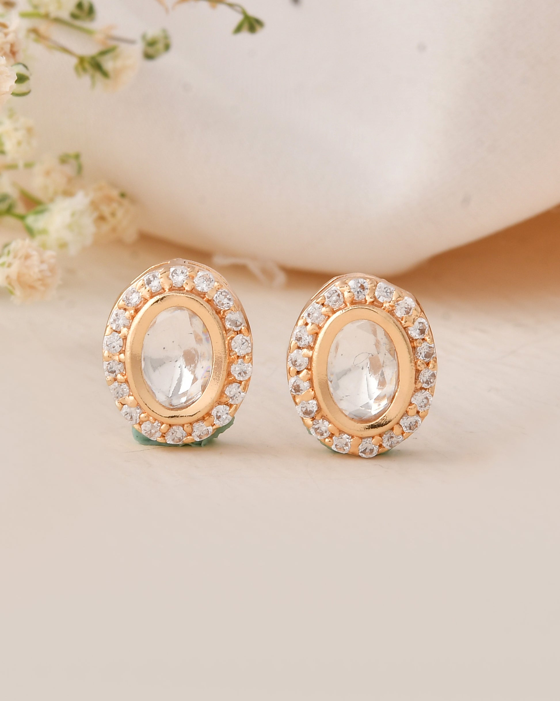 Classic Oval-Cut Crystal Stud Earrings