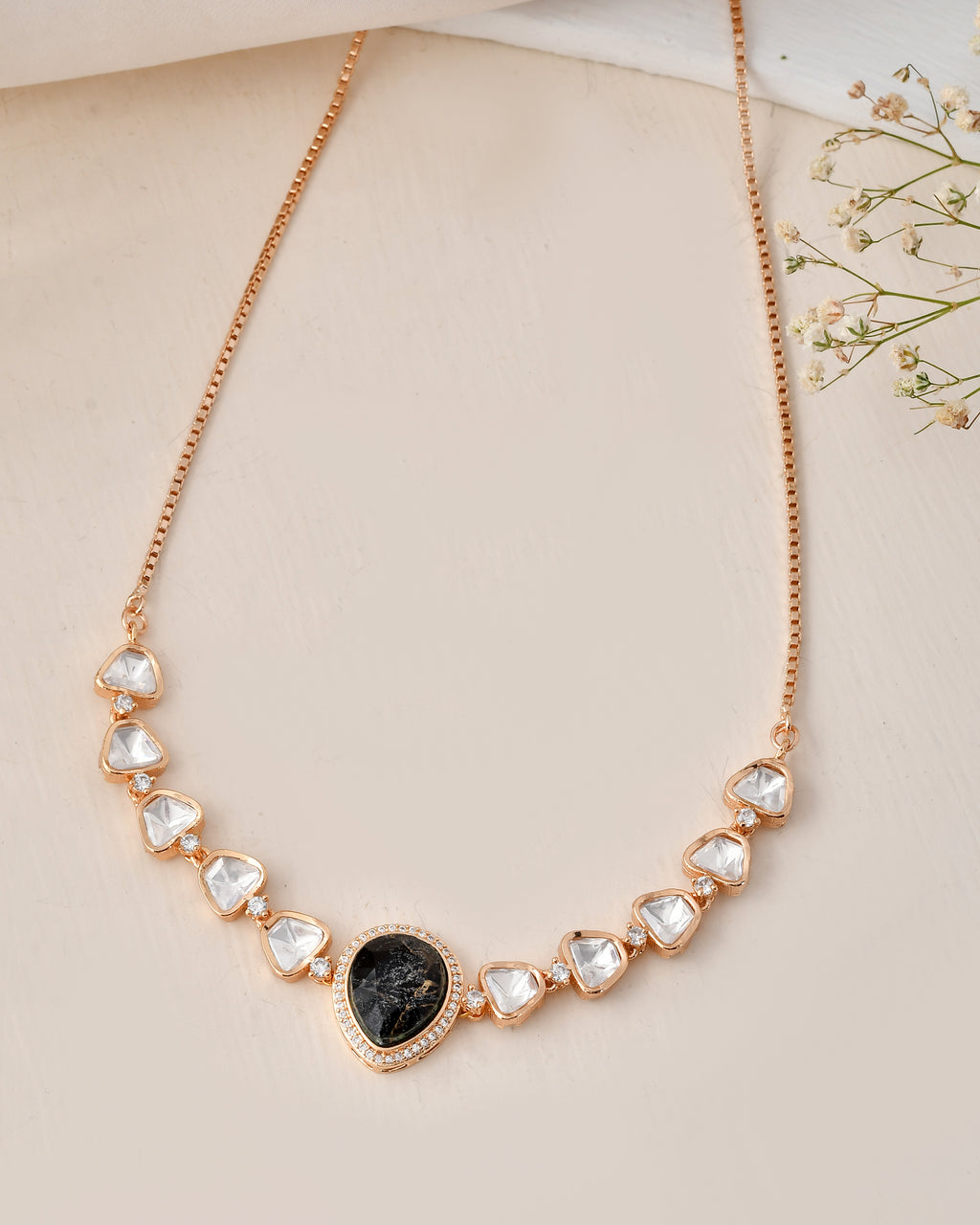 Designer Black Stone Necklace Set