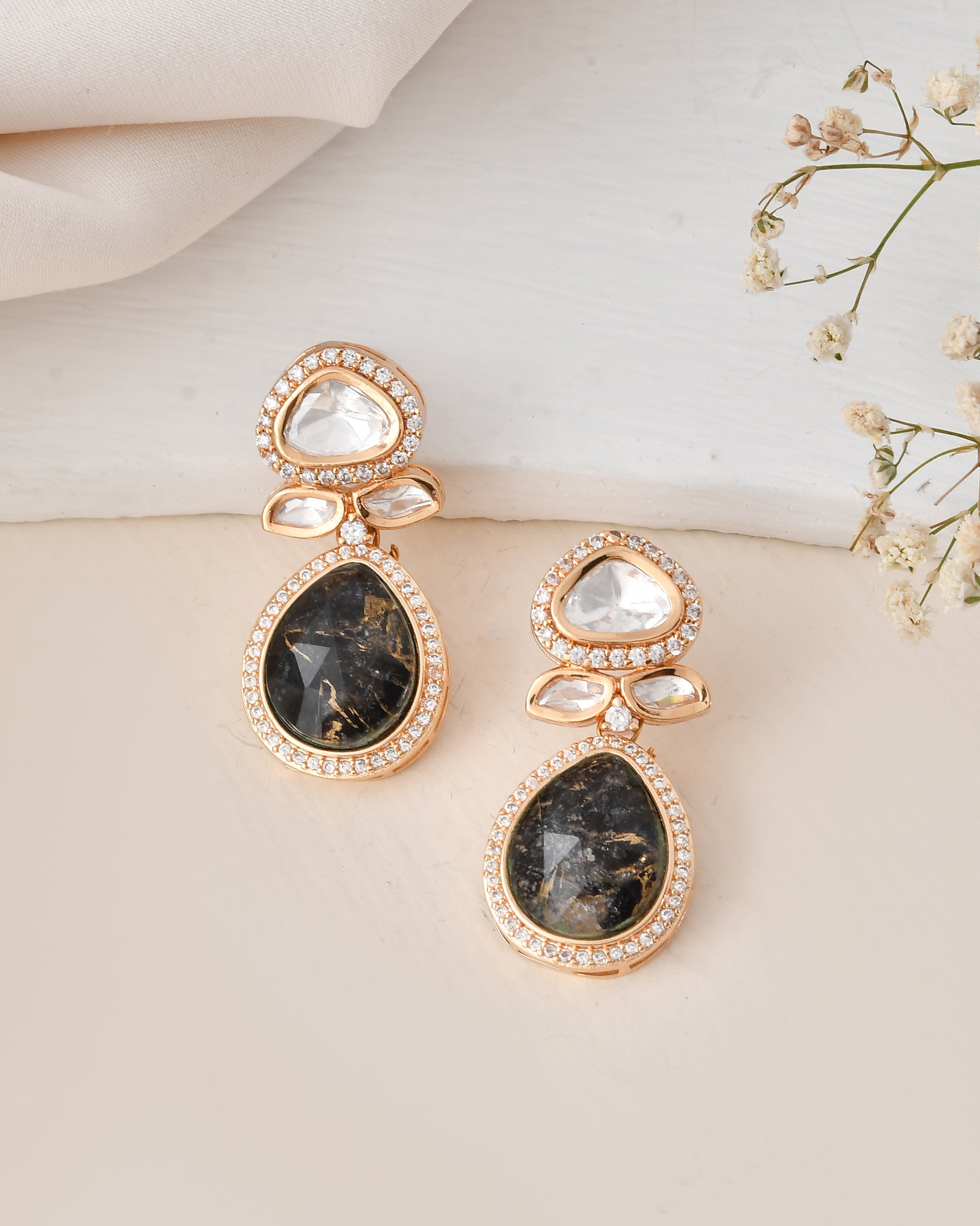 Designer Black Stone Necklace Set