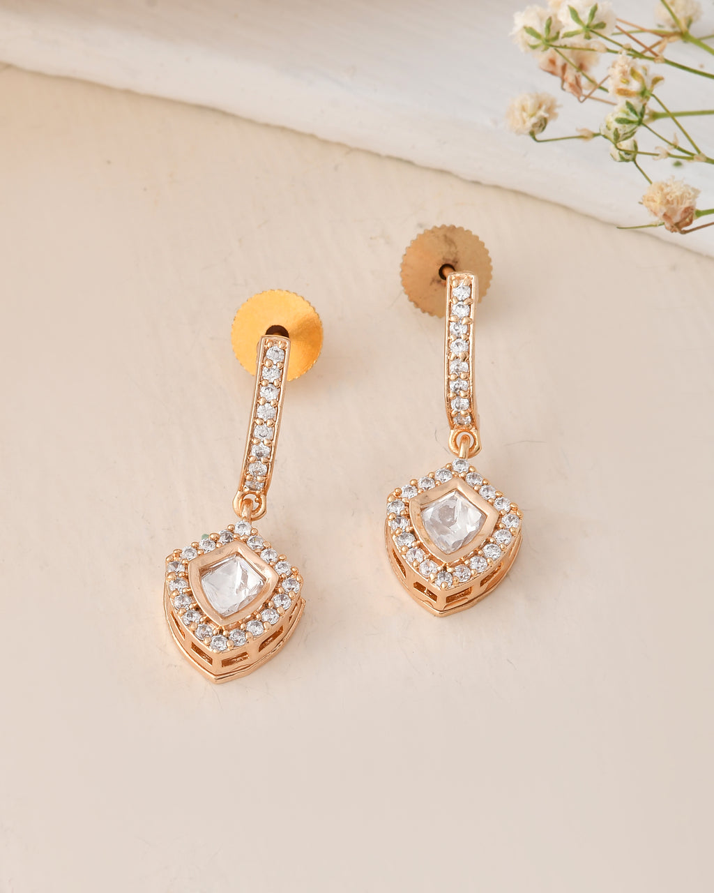 Elegant Rose Gold Plated Earrings & Pendant Set