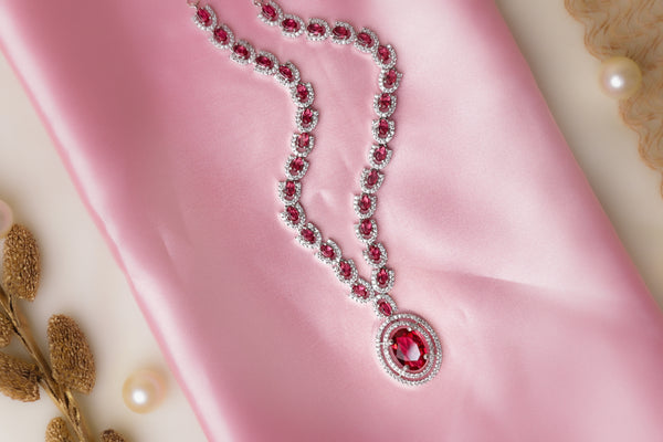 White and Red Necklace Set